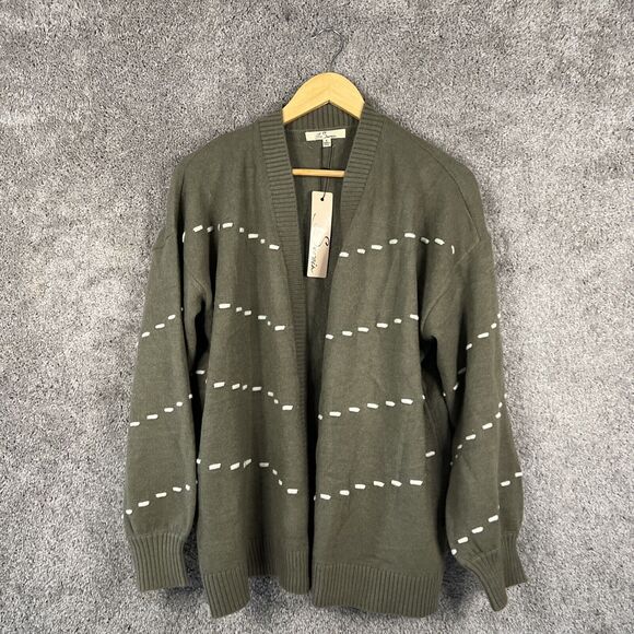 Les Serein Cardigan Sweater Womens Large Green Open Long Sleeve Stitch Fix - Picture 1 of 13